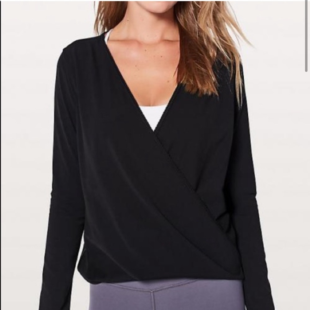 lululemon athletica Black Wrap-Front Long Sleeve Top